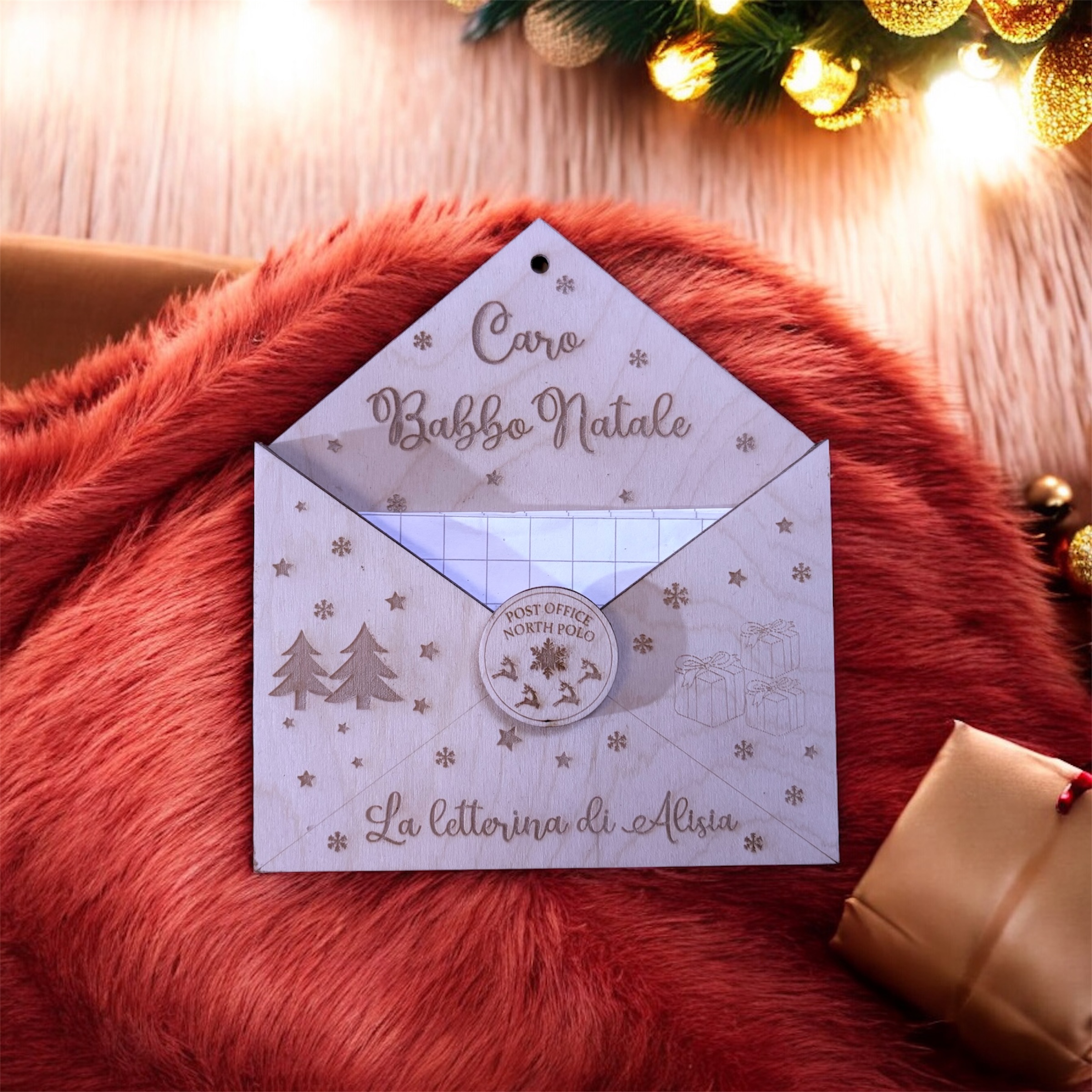 Busta in legno per letterina di Babbo Natale