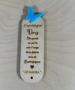 Segnalibro con farfallina personalizzato in legno
