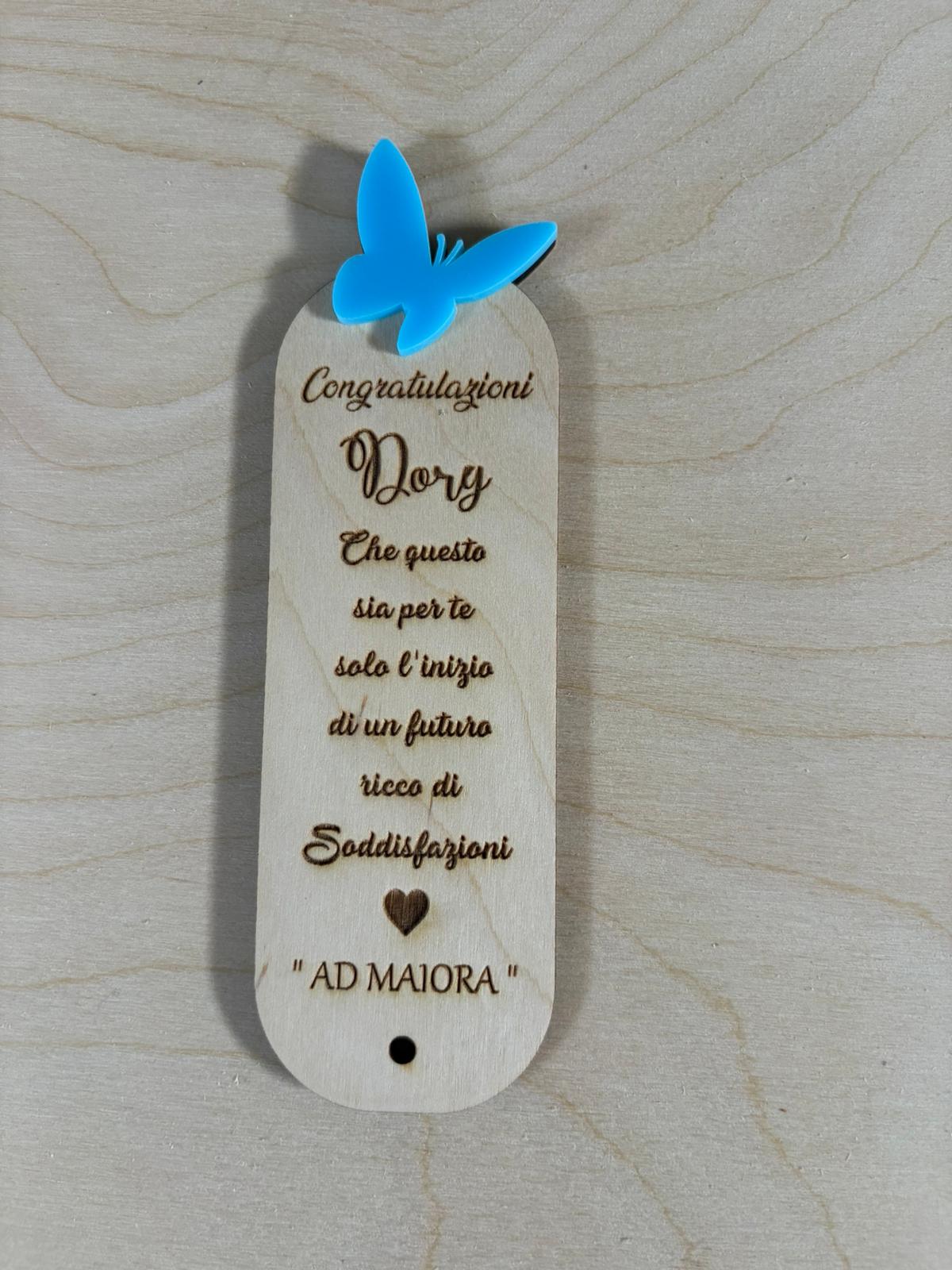 Segnalibro con farfallina personalizzato in legno